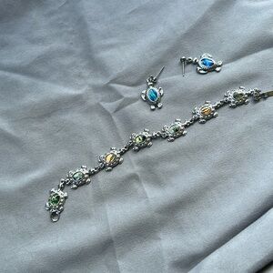 Vintage turtle bracelet and earrings